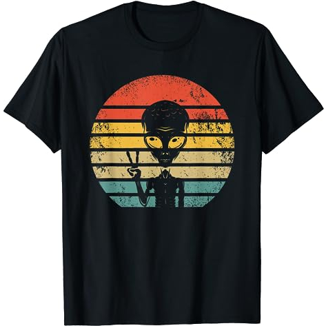 KAOS Retro Alien UFO Space Ship - Vintage Extraterrestrial T-Shirt