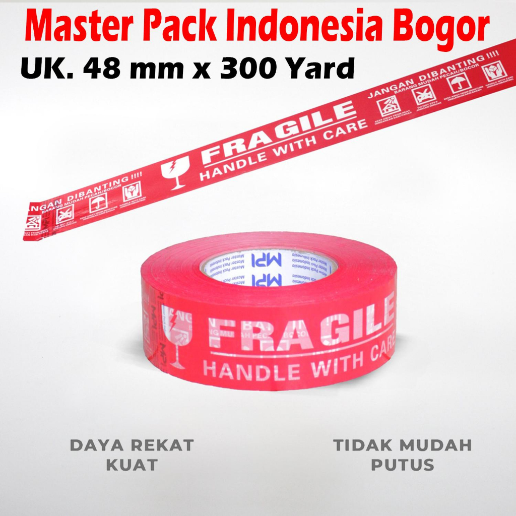 

Lakban Fragile Merah JUMBO 48 mm x 300 Yard - Lakban Fragile Jangan Di Banting - MPI