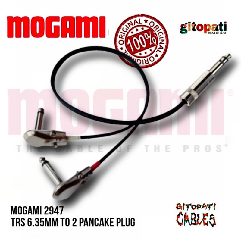 Insert cable mogami 2947 TRS straight to 2 pancake plug