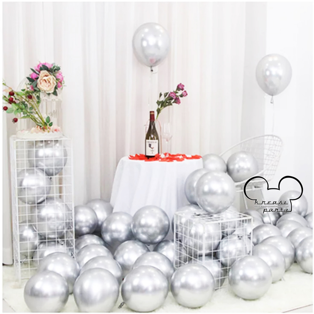 ECER Balon Chrome Silver / Balon Latex Metalik Chrome / Balon Latex Chrome