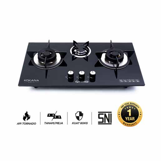 KOMPOR GAS TANAM NIKO KOKANA BLACK (3 TUNGKU)