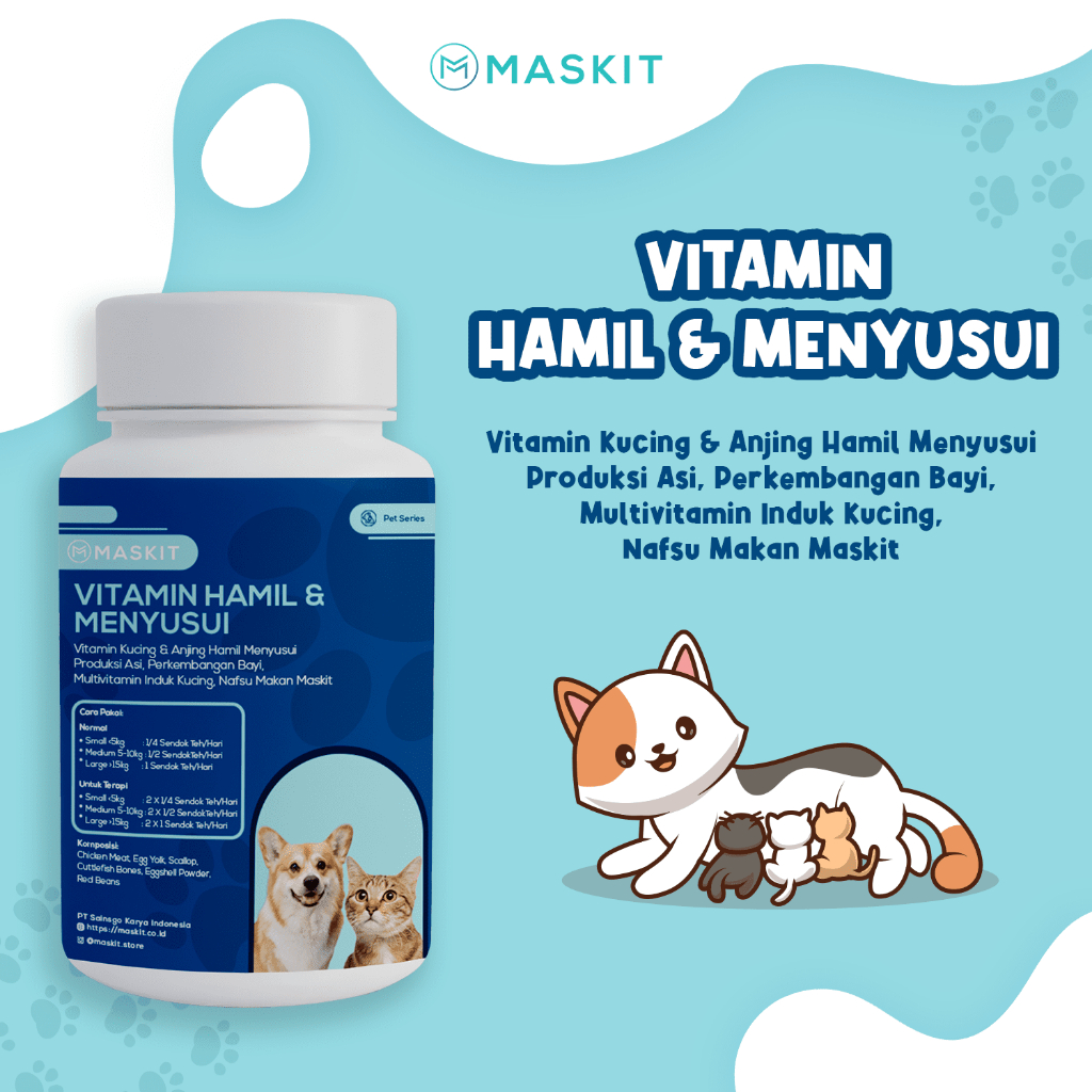 Vitamin Hewan Kucing Anjing Hamil Menyusui Produksi ASI, Perkembangan Bayi, Multivitamin Induk Kucin