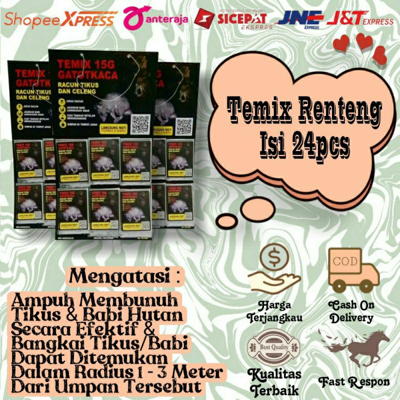 Temix Renteng Racun Tikus & Babi Hutan Original Ampuh Themix Temik Temix Isi 24