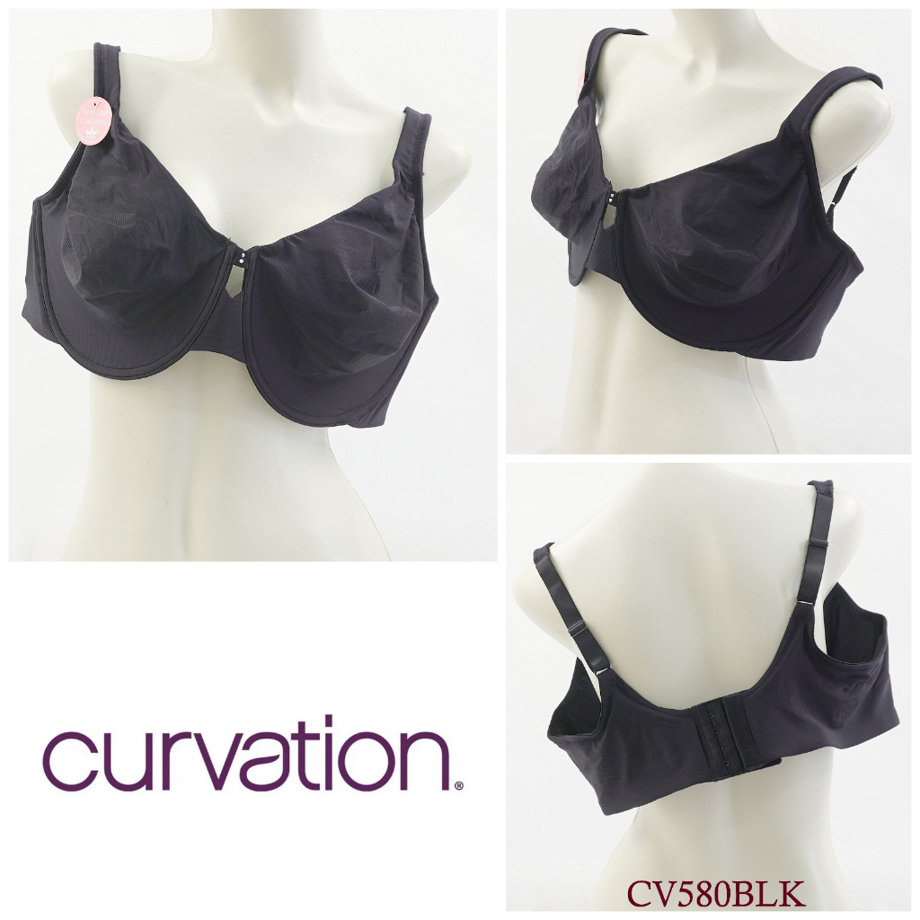 Bra Wanita Kawat Full Cup Tanpa Busa CURVATION Big Size 44D 44DD Hitam Non Padded Pakaian Dalam Unde