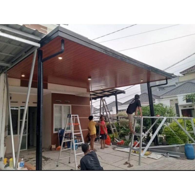kanopi baja ringan 0,75 atap alderon singgel dan plavon pvc