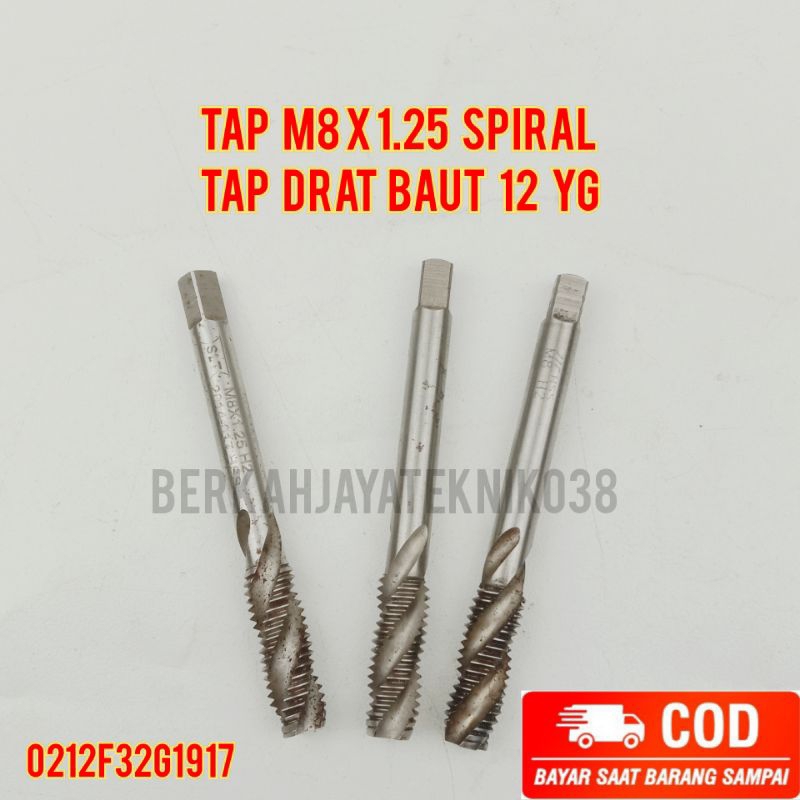 Tap M8x1.25 Spiral Tap Drat Baut 12 YG Bukan Yamawa