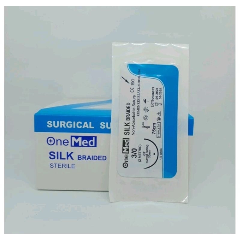 Benang Jahit Catgut Silk + Jarum 3/0 Onemed
