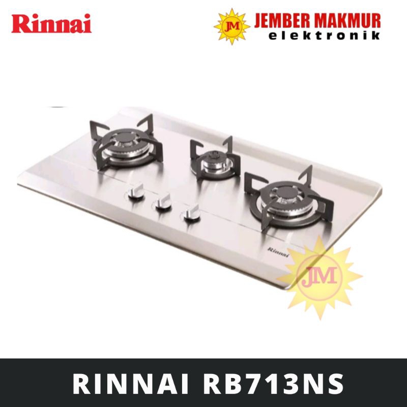 Kompor Gas Tanam Rinnai RB-713N(S)/Rinnai RB 713 NS 3 Tungku stainless