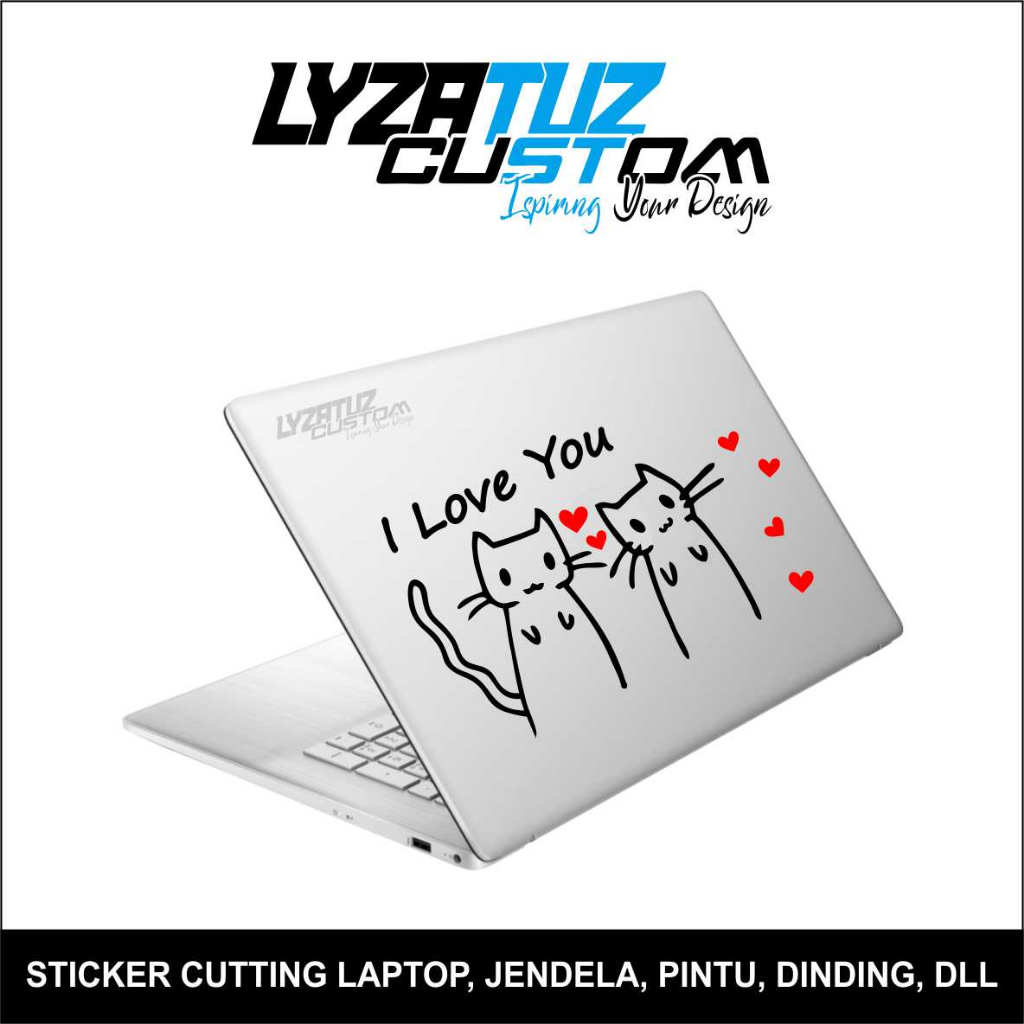 

STICKER CUTTING LAPTOP MOTIF KUCING, BISA CUSTOM NAMA