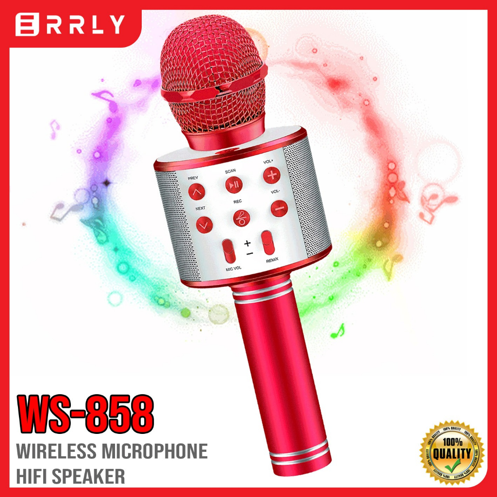Mic Bluetooth Karaoke WS-858 Smule Wireless Karoke Microphone Karaoke Mikrofon 858 Mic Genggam WS858