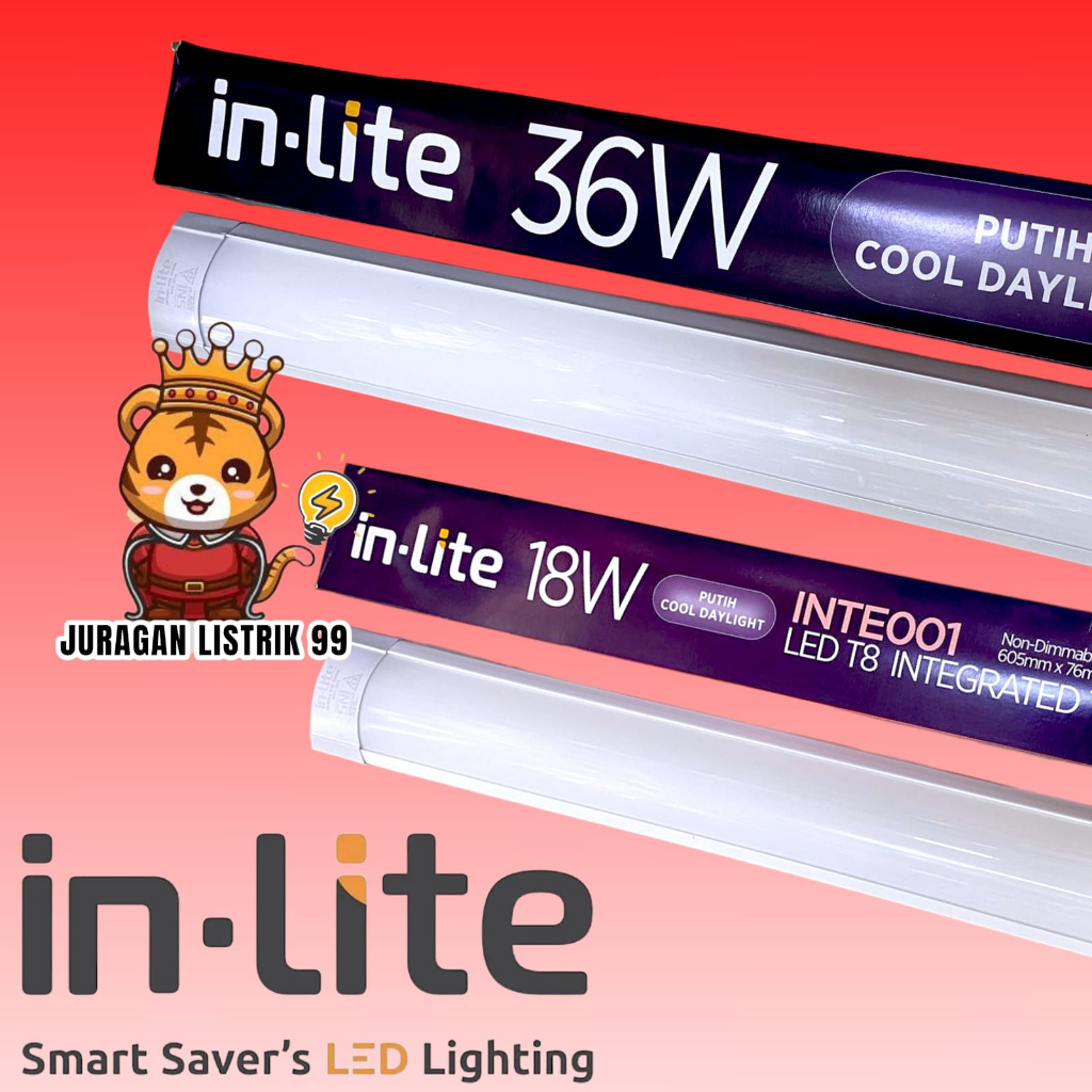 INLITE - LAMPU LED T8 INLITE INTEGRATED TUBE INTE001 18W 36W / 60CM 120CM (PILIH VARIAN) IN-LITE / L