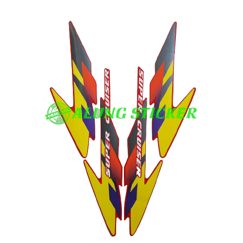 STIKER STRIPING BODY MOTOR HONDA TIGER 1997 MERAH
