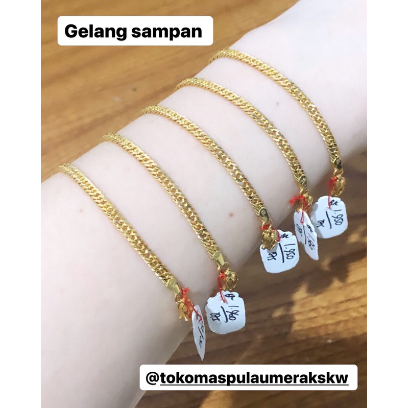 Gelang sampan dewasa emas asli 375/8k
