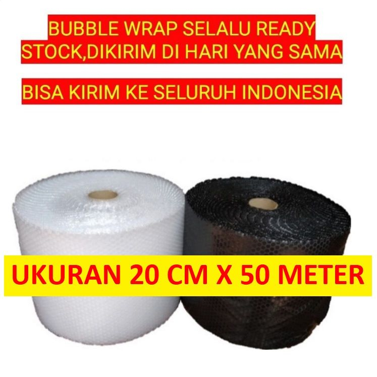 

Bubble Wrap 20cm x 50 Meter Murah Tebal Hitam Bening Promo Shopee