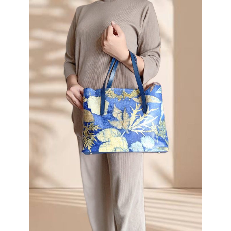 Tas kulit sapi Ecoprint