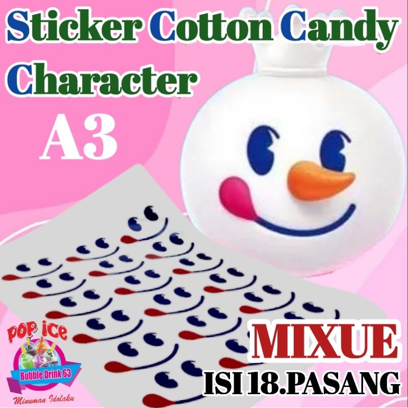 Stiker MIXUE COTTON CANDY KARAKTER gulali Arumanis karakter mixue