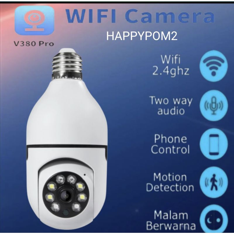IP KAMERA CCTV WIFI V380 BOHLAM LAMPU 360° PANORAMA