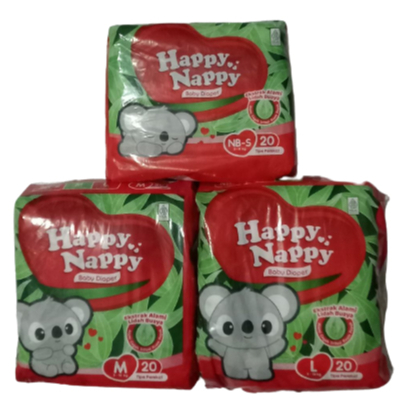 Happy Nappy Popok Perekat Happy Nappy Diapers Popok Sekali Pakai Popok Perekat Happy Napy S20 M20 L2