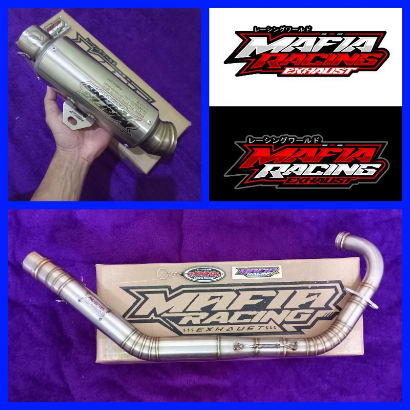 knalpot racing original MAFIA racing exhaust PNP satria Fu karbu wajib underbone full set, tipe gp b