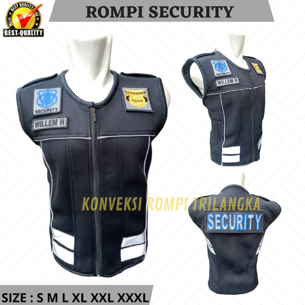 Free Nama Dada Rompi Security, rompi polisi, rompi lapangan Tebal Terbaru rompi hitam