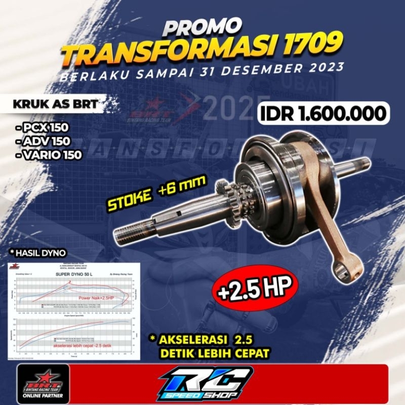CRANKSHAFT KRUK AS BRT VARIO 150 PCX 150 ADV 150 VARIO 125 STROKE UP