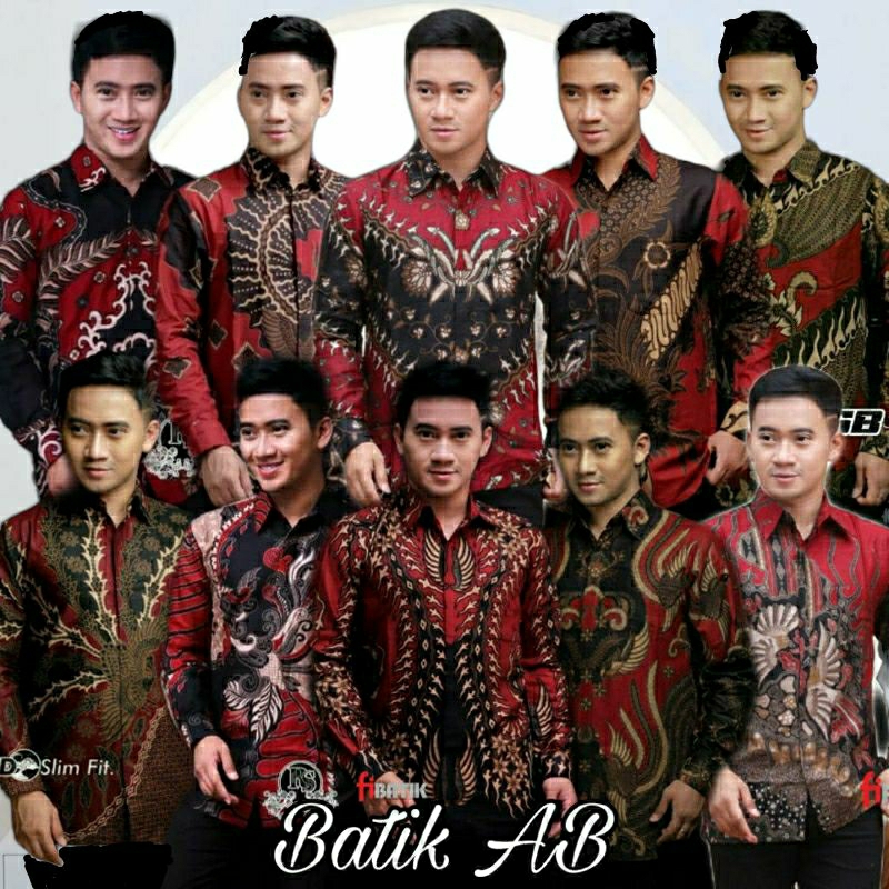 Kemeja Batik Pria Lengan Pendek Slimfit Modern Atasan Baju Batik Pria Dewasa Warna Maron Merah Serag