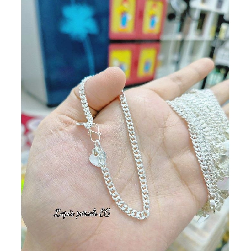 gelang rantai lapis perak
