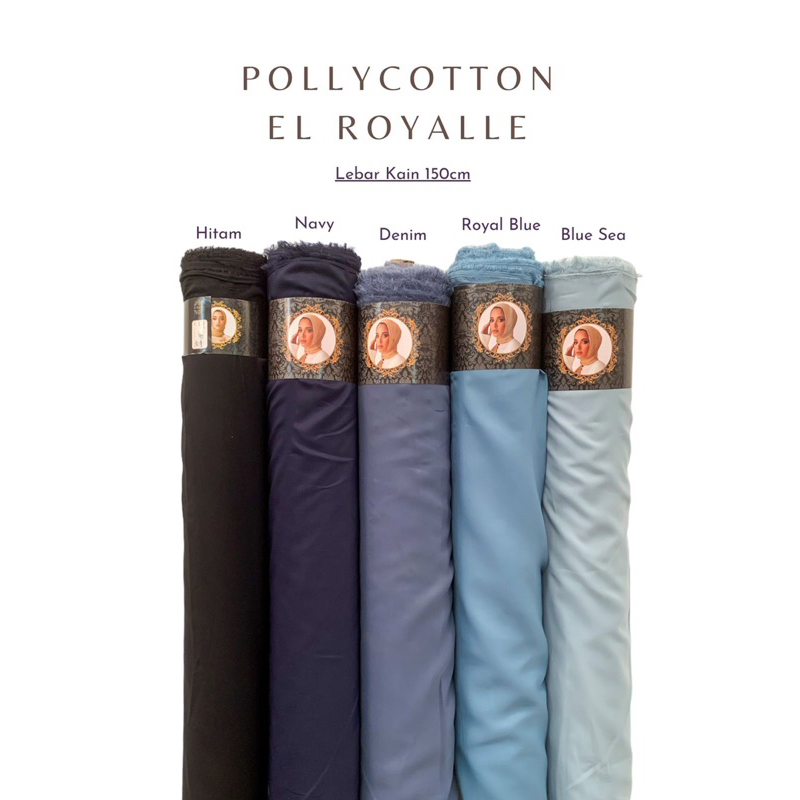 Pollycotton lebar kain 150 cm/pollycotton El Royale/kain bella square syar'i/segiempat polos/pashmina polos