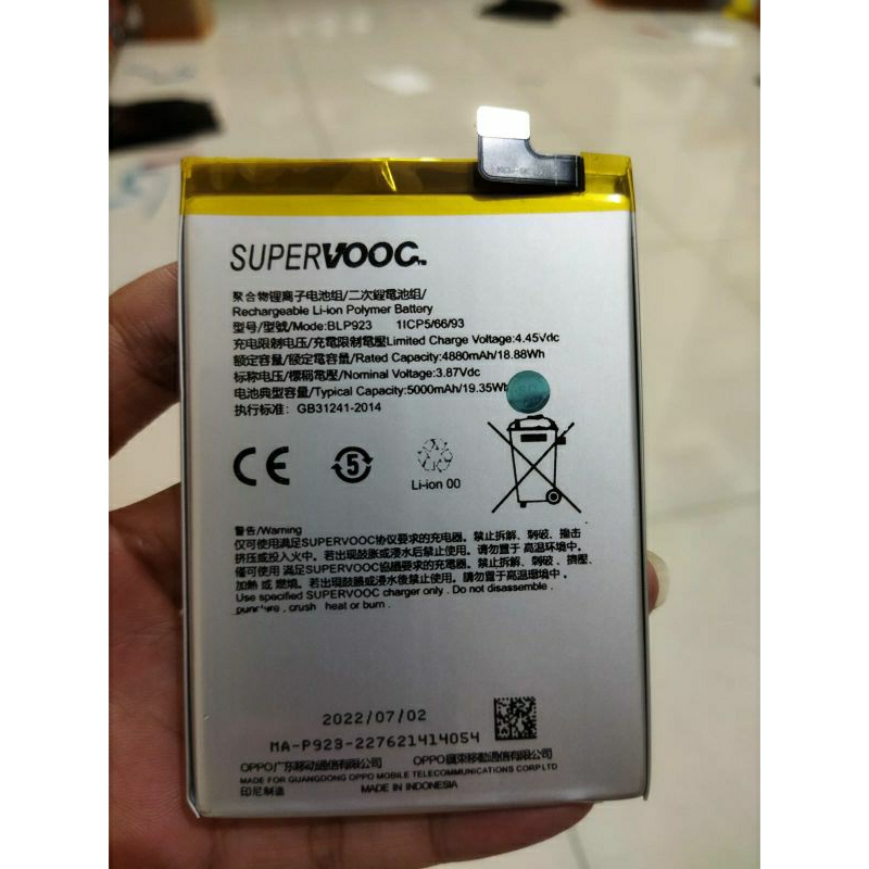 ORIGINAL 100% BATERAI BATRE HANDPHONE OPPO A57 2022 4G A77S MODEL BLP923