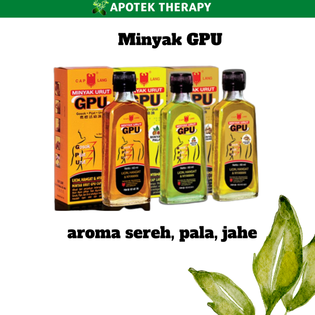 Minyak Urut GPU Aroma Sereh/Jahe/Pala