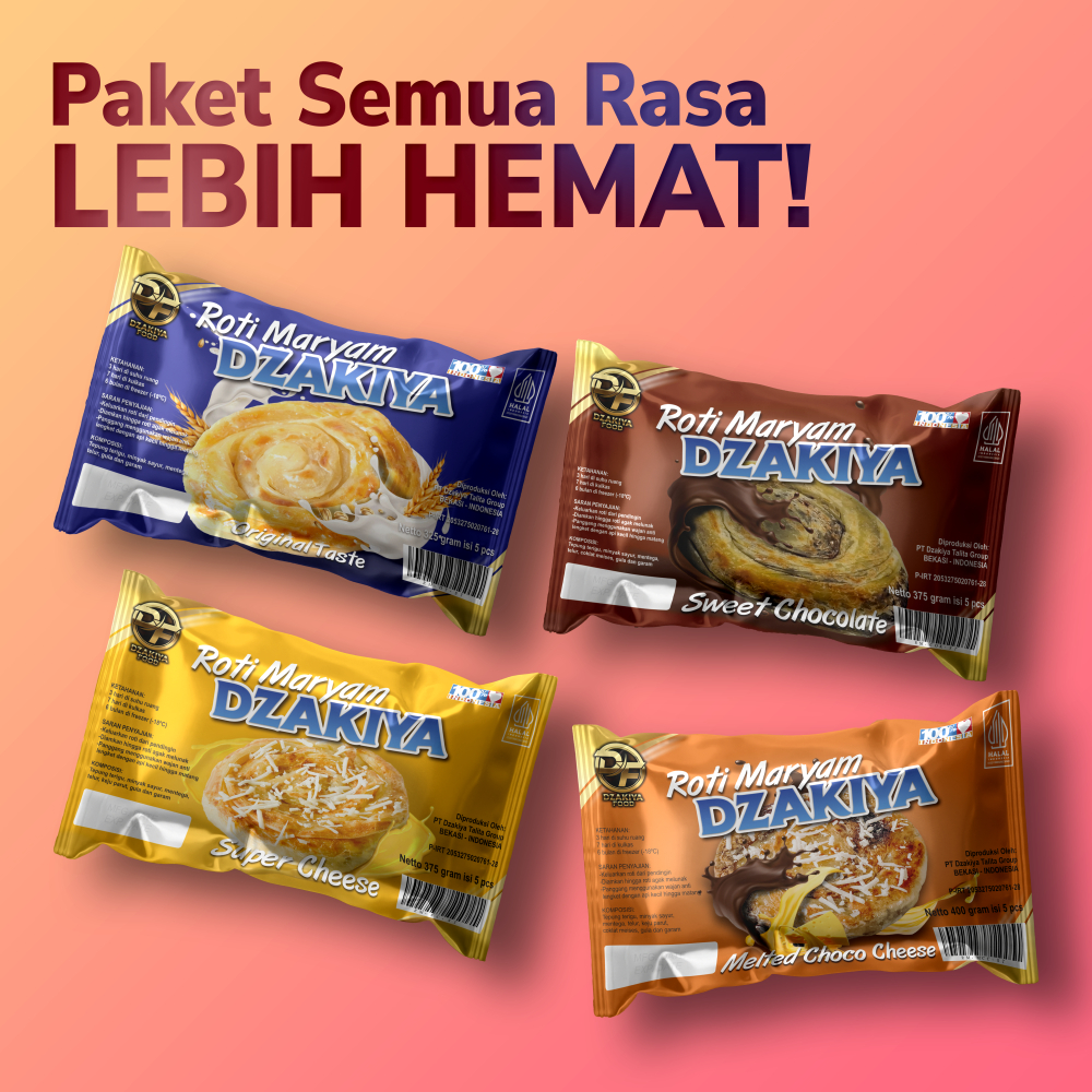 

Paket Puas - 4 Pack Roti Maryam Dzakiya Ukuran 12 cm All Varian