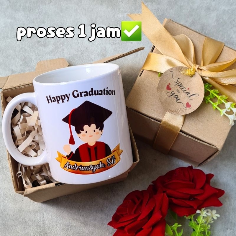 Mug Wisuda Cowok / Kado Hadiah Wisuda Cowok / Graduation Gift