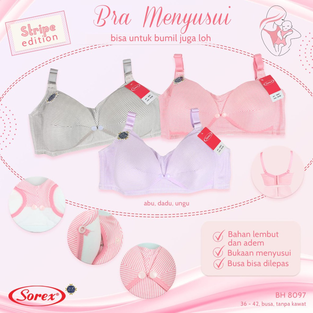 SOREX 8097 Bra Menyusui Kancing Depan TANPA Kawat ADA Busa
