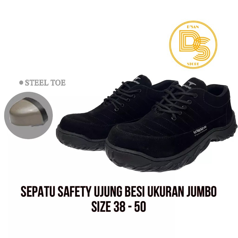 Sepatu safety pria ujung besi size 38-50 sepatu safety triger ujung besi ukuran jumbo big size