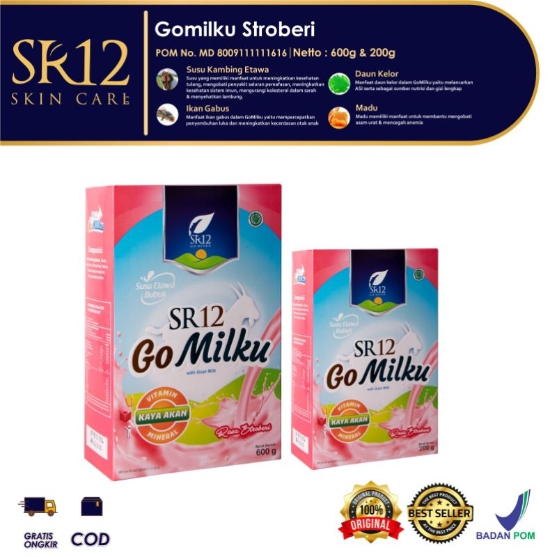 

KOSMETIK SR12/GOMILKU STROBERI 600G sr12/susu kambing etawa sr12/sr12/gomilku sr12