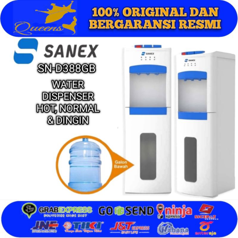 SANEX Water Dispenser 3 Keran Galon Bawah SN-388GB Hot, Normal & Dingin Sanex Dispenser WN-388GB Gal