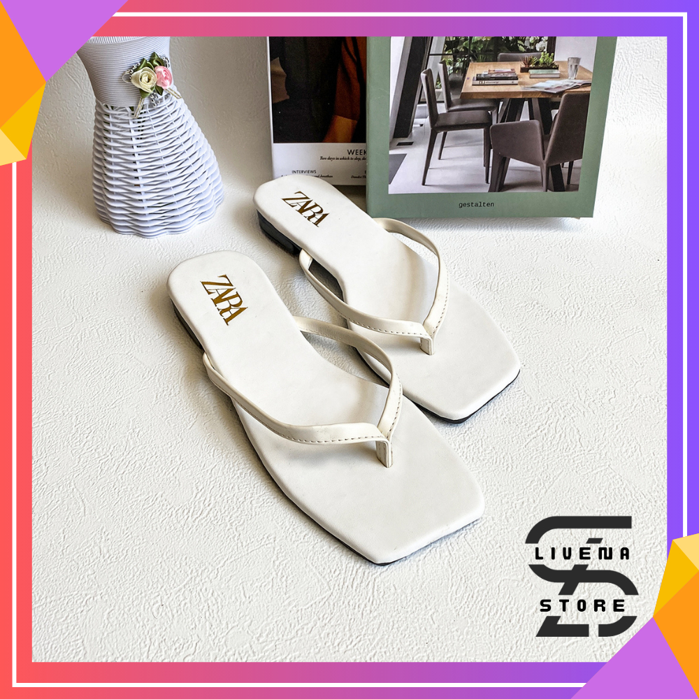 Sandal Flat Jepit Wanita Zara sendal Kasual Wanita Ringan Terbaru -Terlaris