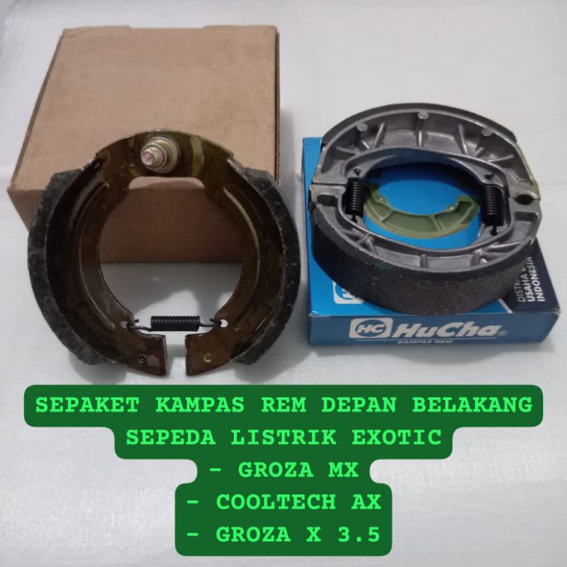 SEPAKET KAMPAS REM DEPAN BELAKANG SEPEDA LISTRIK EXOTIC COOLTECH/GROZA MX/GROZA X 3.5
