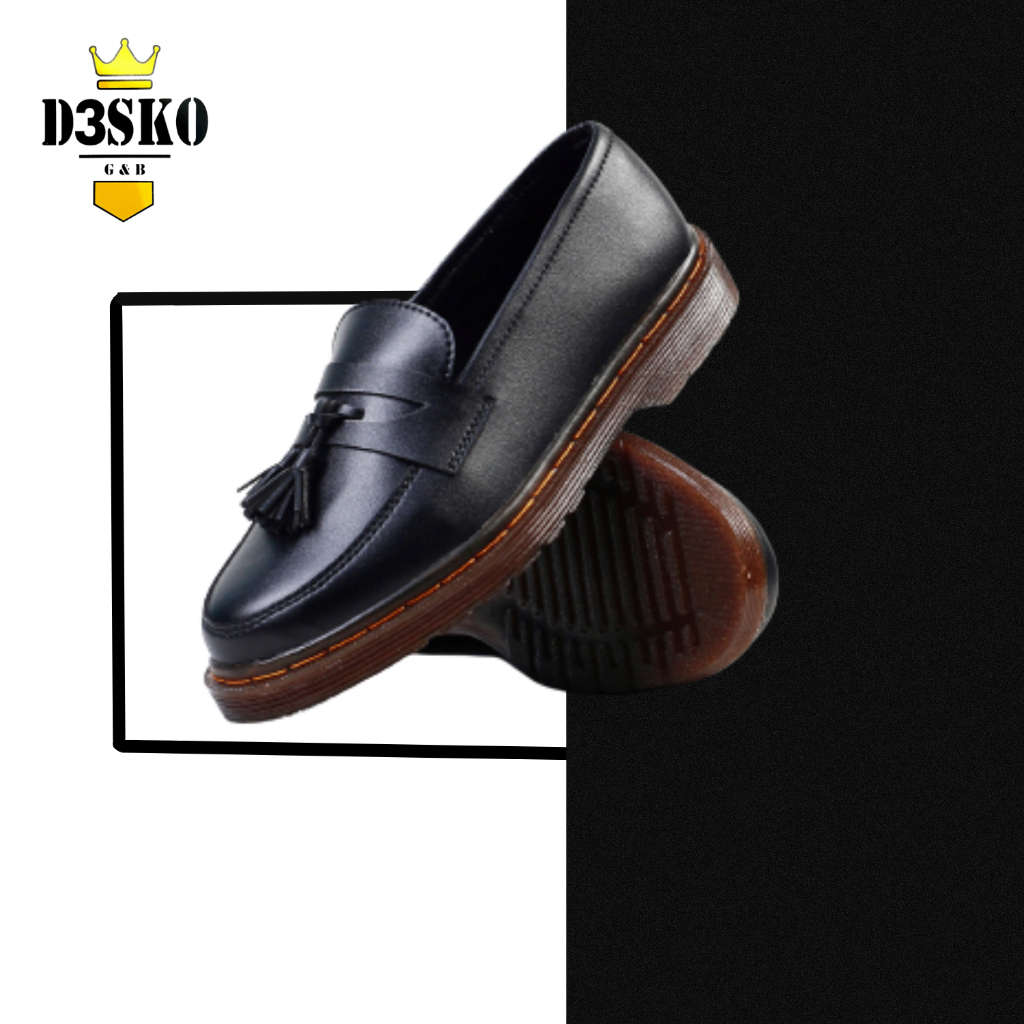 Sepatu Pantofel D3sko Formal Docmart Low Boots Kerja Pria Sole Black matt Dan Sole Bening
