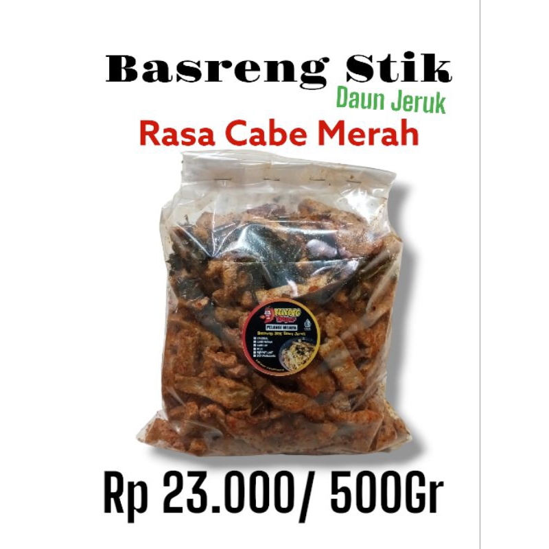 

bastik kiloan 500gram / basreng stik cabe merah / baso goreng stik cabe merah daun jeruk