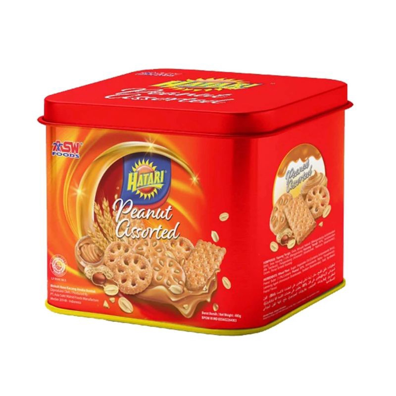 

Hatari peanut assorted biskuit rasa kacang 350g kaleng