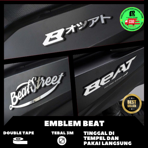 FAZILLA - 2PCS EMBLEM BEAT TIMBUL LOGO BEAT JAPAN BUKAN STIKER ATAU STICKER TIMBUL MOTOR EMBLEM LOGO