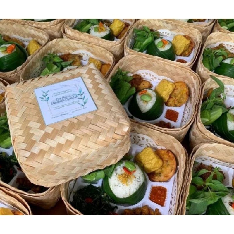 Besek Bambu 25X25 Besek Walet Besek Merpati Besek Jumbo Besek Souvernir Hampers Hantaran Gift Bakul 