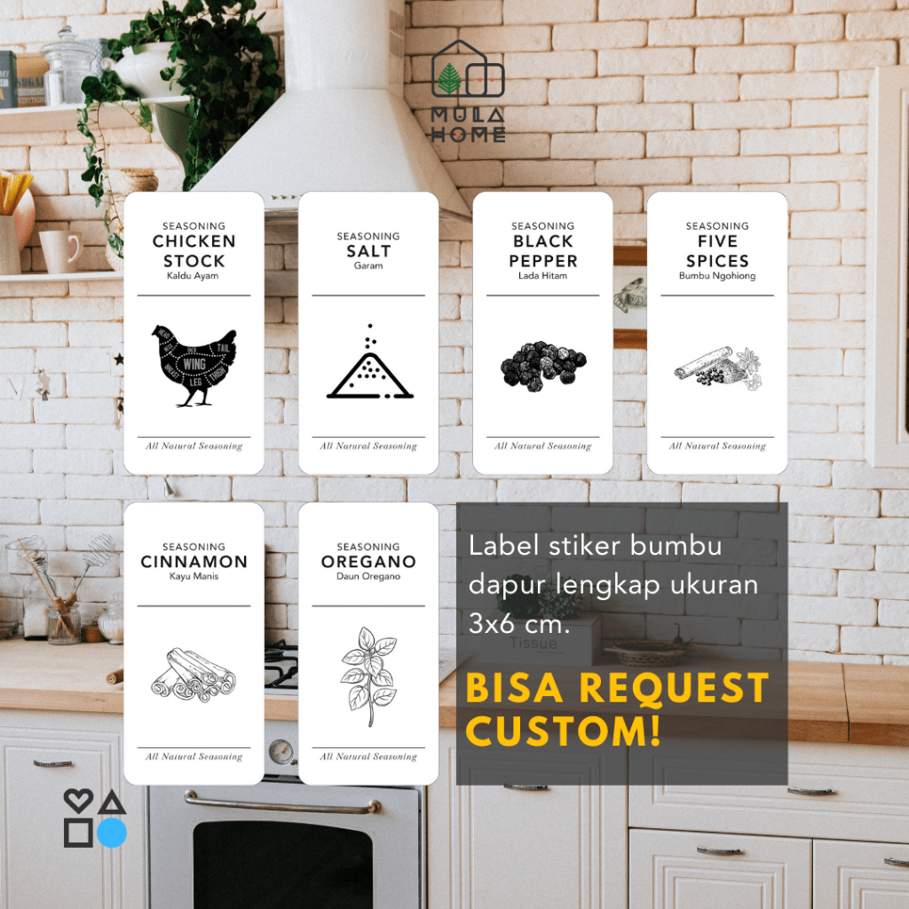 

AN01 STICKER LABEL SPICE JAR Stiker Bumbu Dapur Minimalis Estetik Bisa Custom Request 3x6 cm
