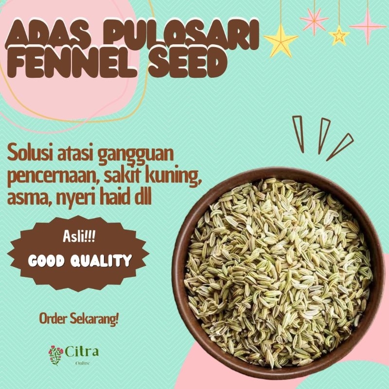 

BIJI ADAS PULOSARI MANIS (BUKAN BUBUK) FENNEL SEED 250 GRAM