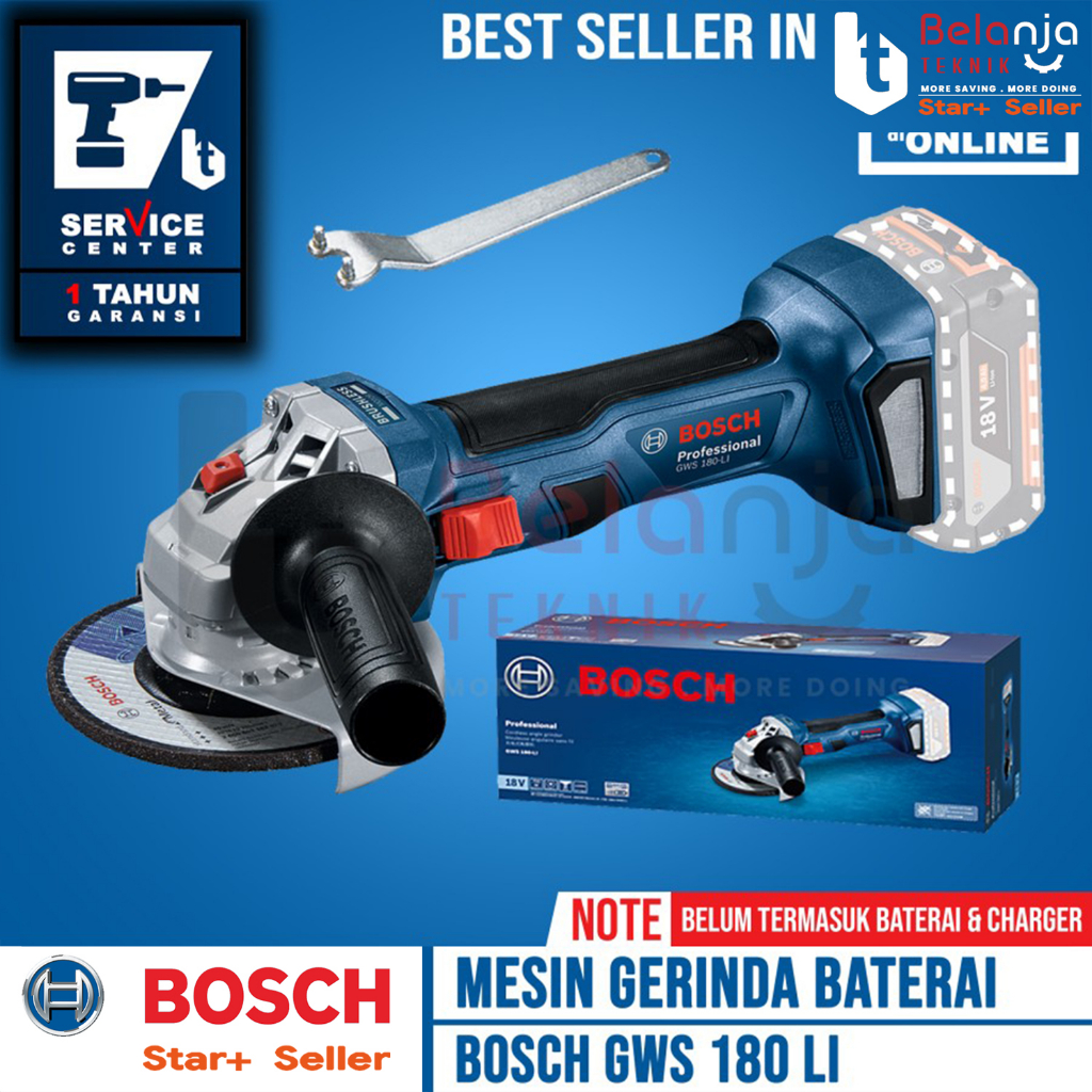 Bosch Grinder Cordless GWS 180-Li Mesin Gerinda Baterai Unit Only