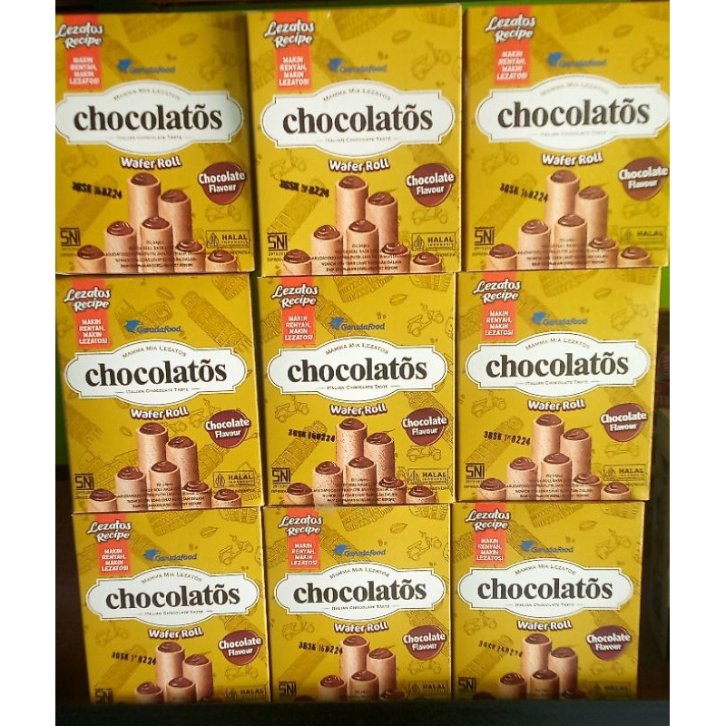 

Chocolatos wafer roll 1 box isi 24 pcs(packing kardus)