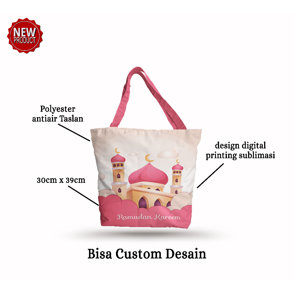 Totebag Tali Kain Taslan Antiair Tas Custom  Souvenir Oleh-oleh Haji Umroh