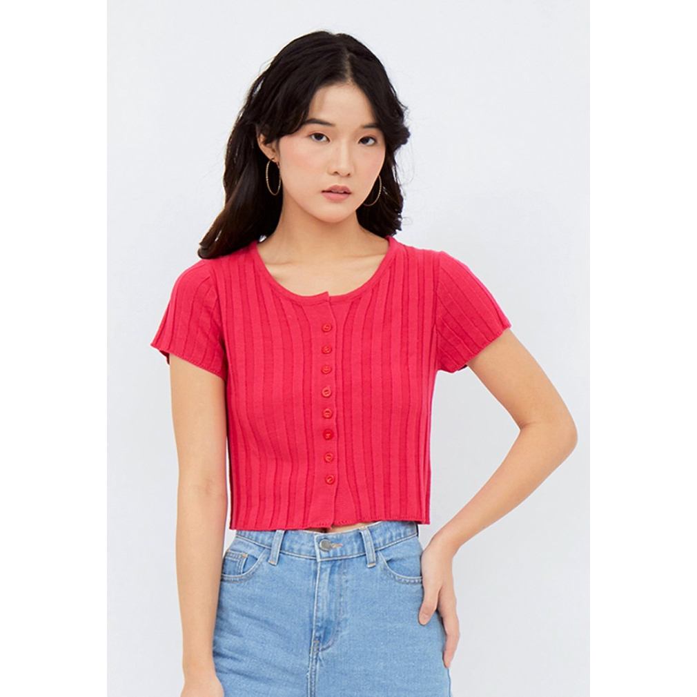 Colorbox / Jolly Crop top kancing / Atasan knit fashion wanita / Colorbox