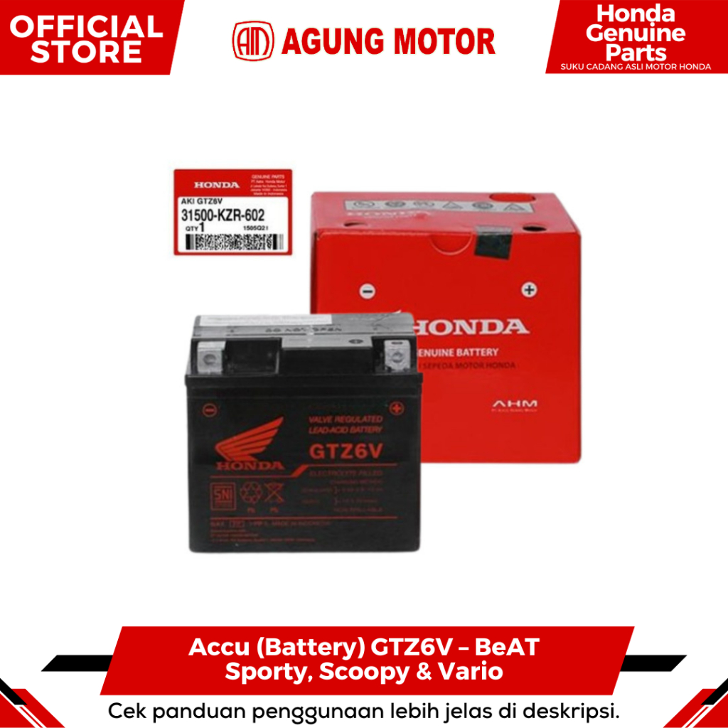 Aki Motor Honda GTZ6V Aki Kering Beat, Scoopy, Genio, ADV, PCX, Vario